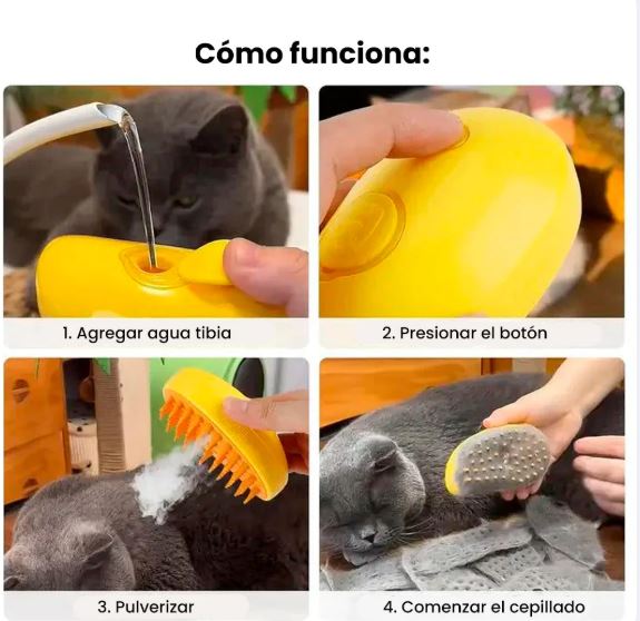 Cepillo Vapor Recargable para Mascotas