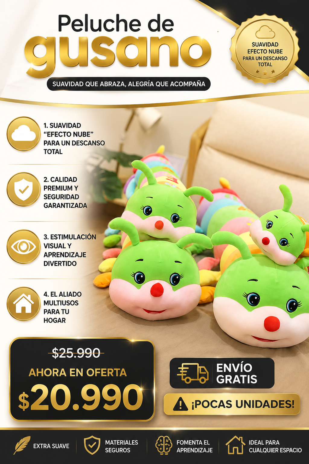 Peluche Gusano 60 cm