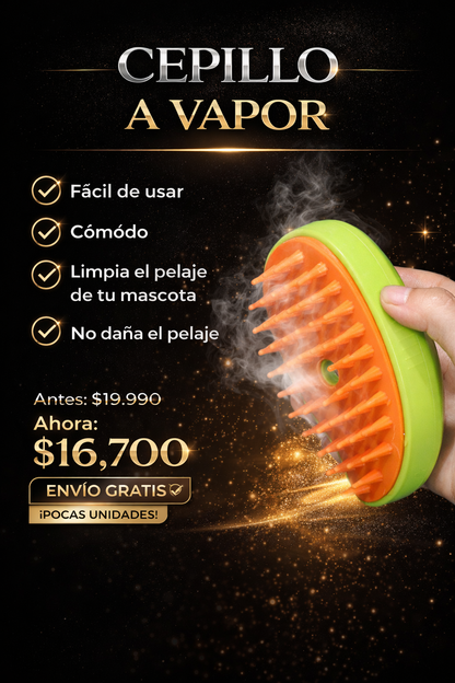 Cepillo Vapor Recargable para Mascotas