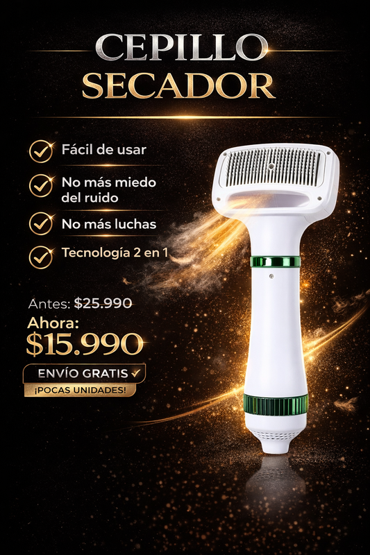CEPILLO SECADOR PEINE  2 EN 1  MASCOTAS