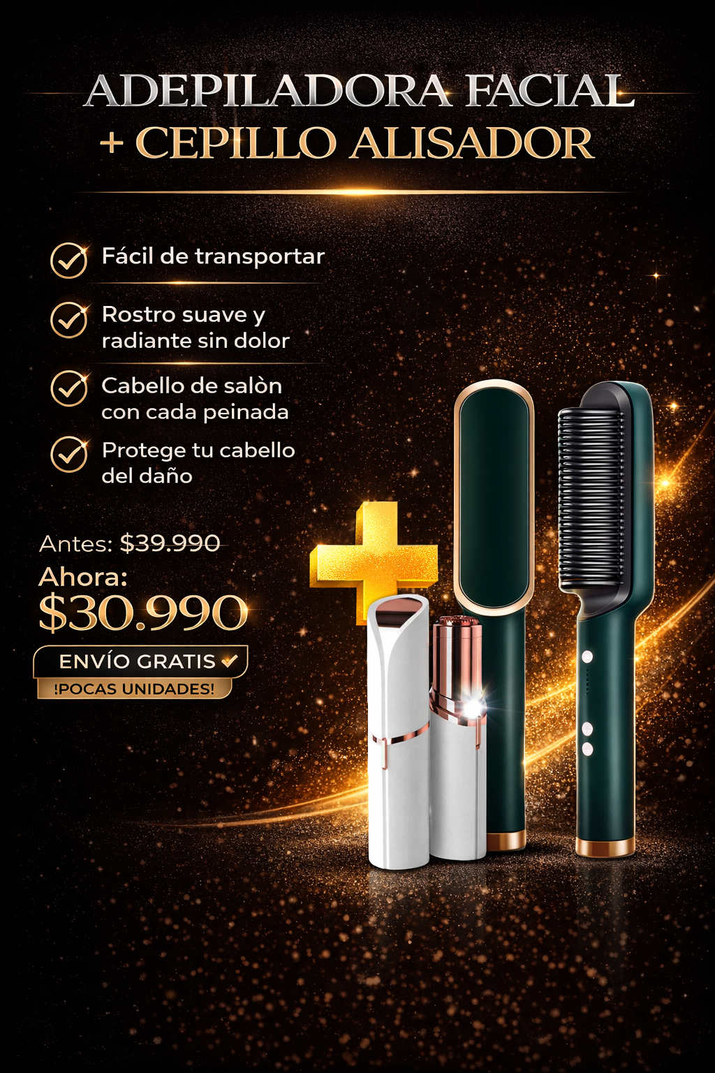 Depiladora Facial + Cepillo Alisador