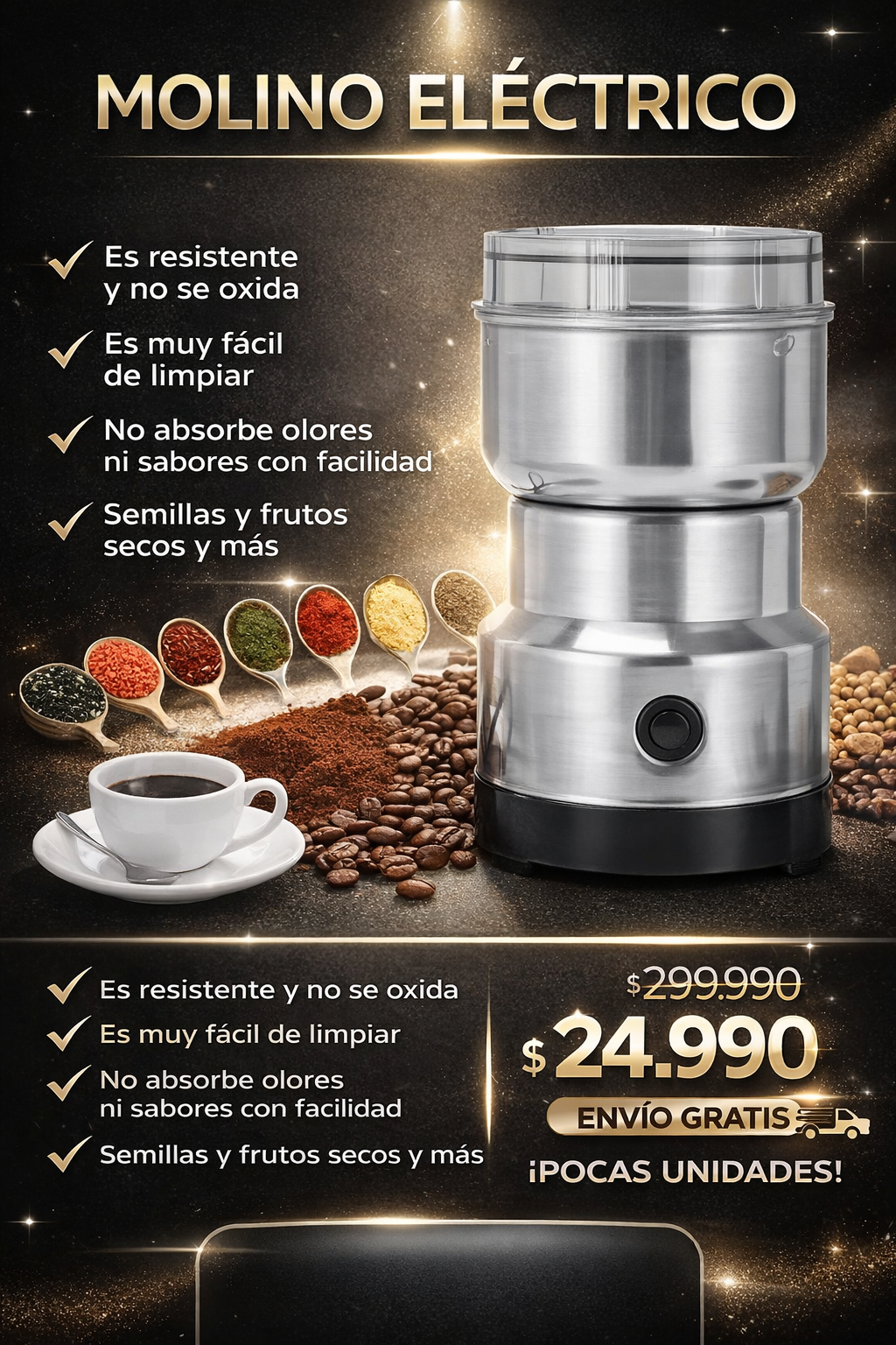 MOLINILLO ELECTRICO CAFE FRUTOS SECOS