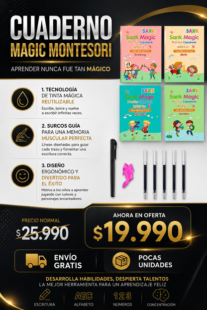 Set cuaderno magic caligrafia montessori