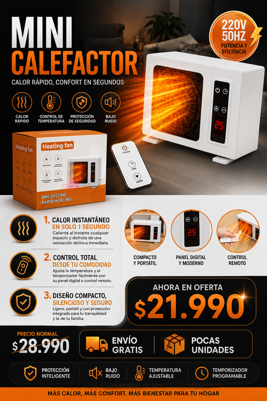 Mini Calefactor Eléctrico ZP-888 Portáti