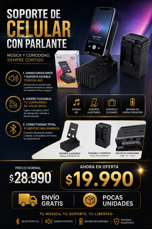 soporte celular con parlante