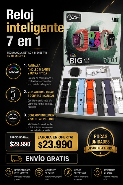 RELOJ INTELIGENTE ULTRA 7 EN 1