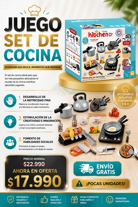Set de cocina juguete con 36 piezas