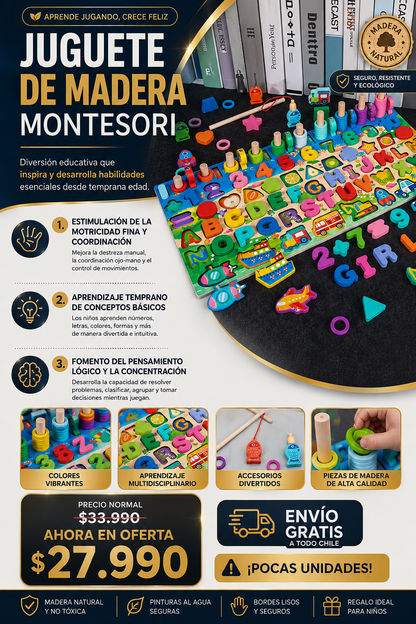 JUGUETE MADERA MONTESSORI MÁS DE 1OO PCS