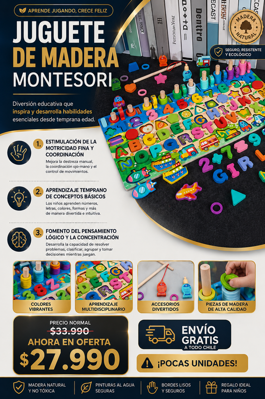 JUGUETE MADERA MONTESSORI MÁS DE 1OO PCS