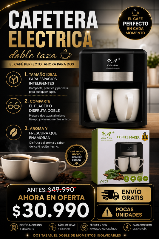 Cafetera Electrica Doble Taza
