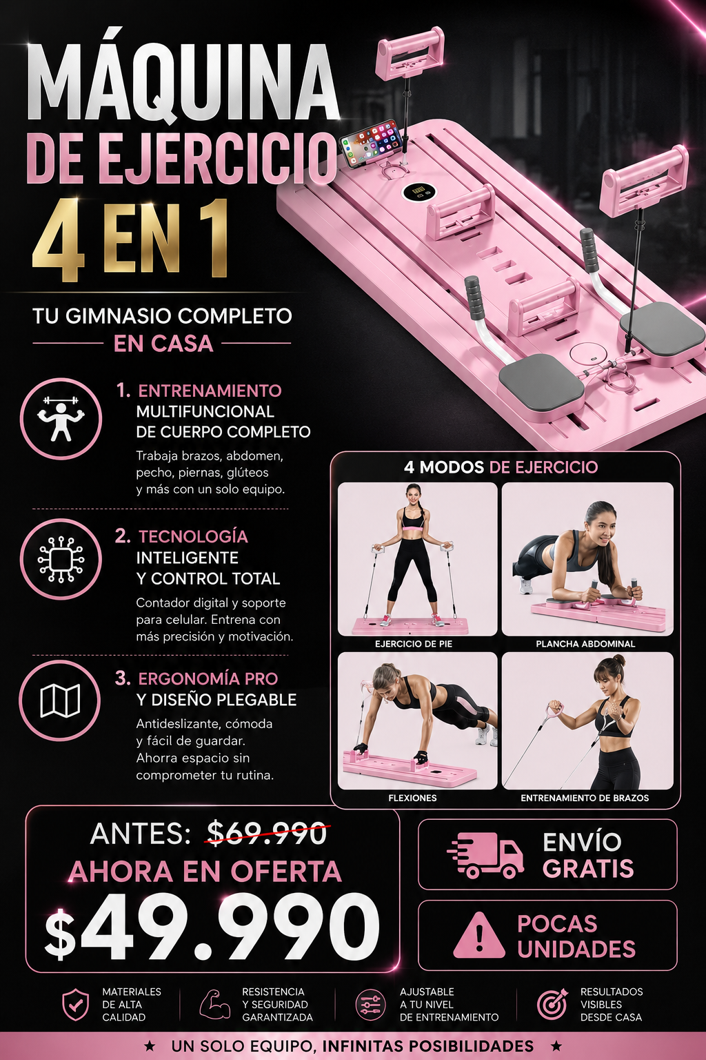 X - Maquina ejercicio en casa 4 en 1